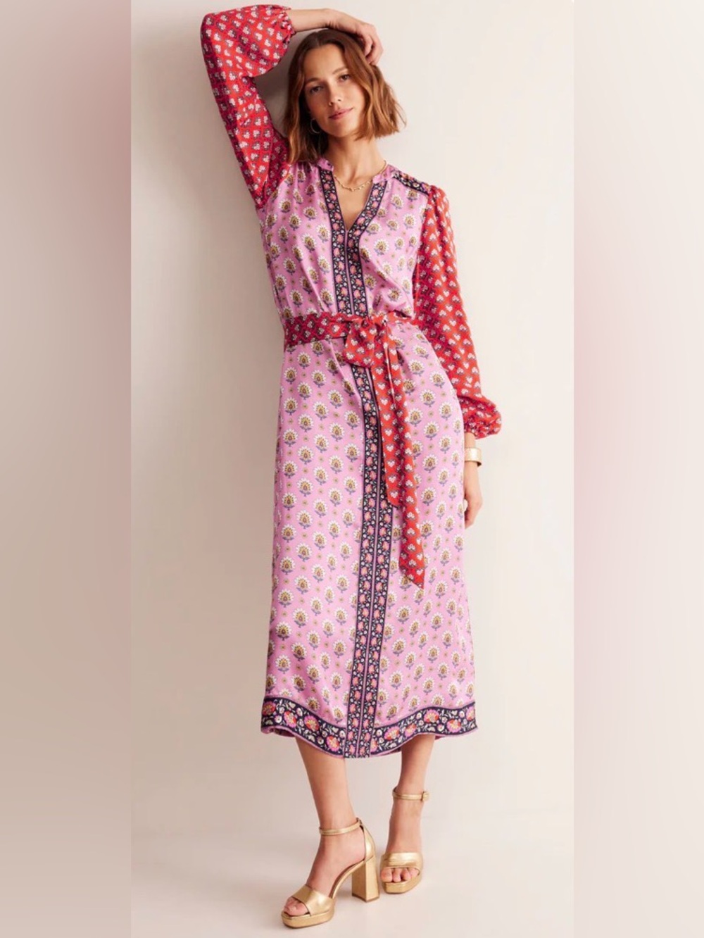 Boden Pink and Red Floral Maxi Dress NWT Size 4 - Picture 7 of 10